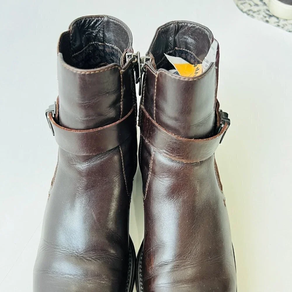 Aquatalia By Marvin Ulrika Leather Motobike boots , brown , Size 8.5-9